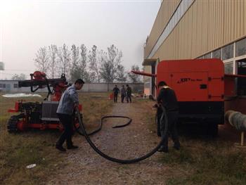 信然潛孔鉆機+移動空壓機試機發(fā)運